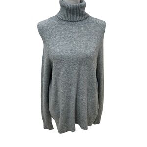 J. Crew Heather Gray Turtleneck wool alpaca ribbed hems Sweater size small